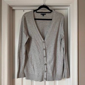 Gray V Neck Oversized Boyfriend Cardigan